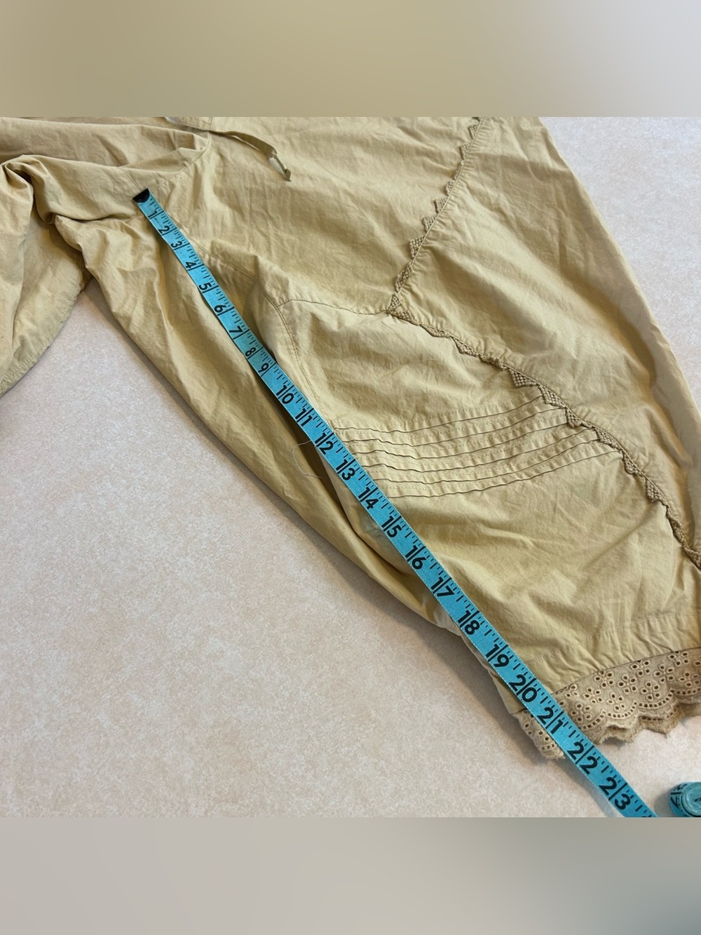 Free People Mustard Drawstring Harem Jogger Pants with Scallop Trim - Picture 9 of 14